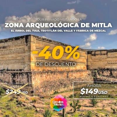 Tour Privado visitando la Zona Arqueológica de Mitla, el Árbol del Tule, Teotitlán del Valle y Fábrica de Mezcal